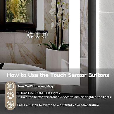 LED Bathroom Vanity Mirror with Dual Lights, Dimmable and Anti-Fog