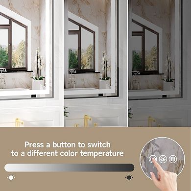 LED Bathroom Vanity Mirror with Dual Lights, Dimmable and Anti-Fog