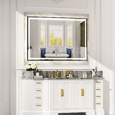 LED Bathroom Vanity Mirror with Dual Lights, Dimmable and Anti-Fog