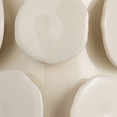 Hello Honey Stoneware Conical Table Lamp with Cream Crackle Glaze and Natural Linen Shade