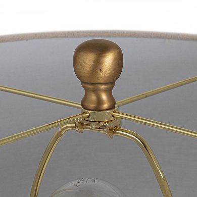 Hello Honey Stoneware Conical Table Lamp with Cream Crackle Glaze and Natural Linen Shade