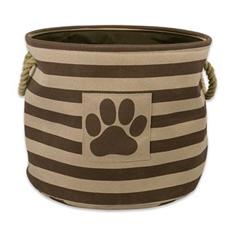 Bone Dry Collapsible Soft Round Pet Storage Bin Stripe Paw Patch