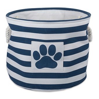Bone Dry Collapsible Soft Round Pet Storage Bin Stripe Paw Patch