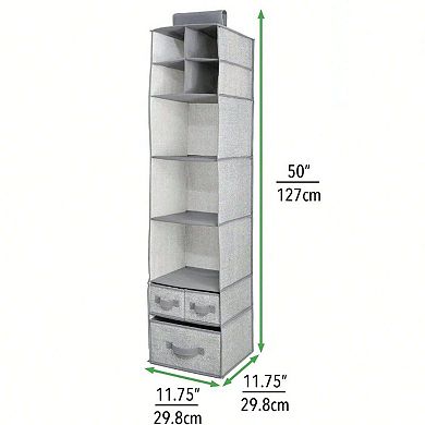 Fabric Hanging Organizer - 7 Shelves/3 Drawers - Store Clothes, Toys, Accessories