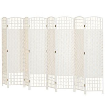 8-Panel Room Divider with Poplar Wood Frame and Textured Paper Panels