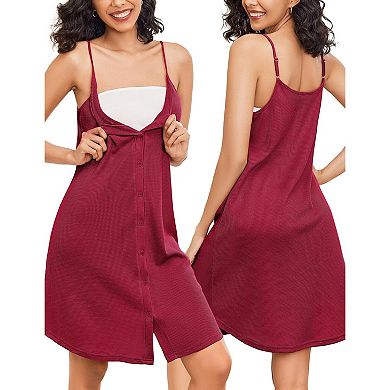 Ekouaer Maternity Nursing Gown and Robe Set 2 Piece Waffle Breastfeeding Nightgown