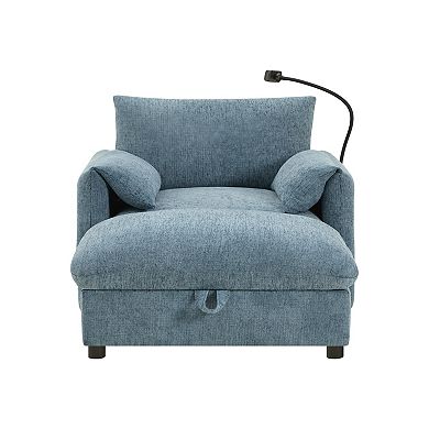 Merax 37" Single Sofa with Storage Ottoman, Modern Cloud Chaise Lounge for Living Room