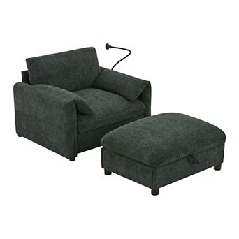 Merax 37" Single Sofa with Storage Ottoman, Modern Cloud Chaise Lounge for Living Room