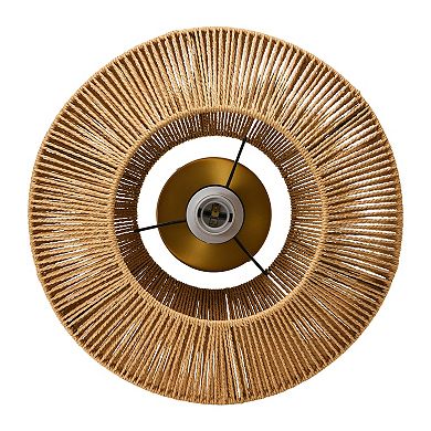 Hello Honey Coastal Ceiling Lamp with Natural Paper Rope Shade and Iron Base