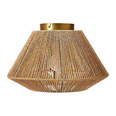 Hello Honey Coastal Ceiling Lamp with Natural Paper Rope Shade and Iron Base