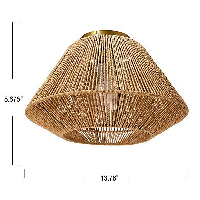 Hello Honey Coastal Ceiling Lamp with Natural Paper Rope Shade and Iron Base