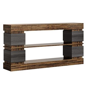 Entryway Console Table with Storage Shelves, Side Compartments, Hallway and Foyer