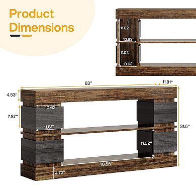 Entryway Console Table with Storage Shelves, Side Compartments, Hallway and Foyer