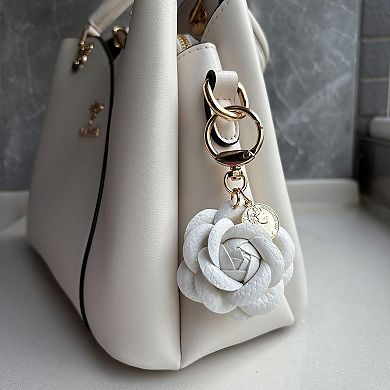 Pu Leather Rose Flower Keychain Bag Charm