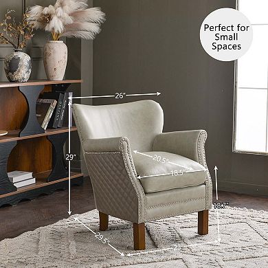Small Top-Grain Genuine Leather Upholstered Armchair