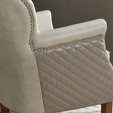 Small Top-Grain Genuine Leather Upholstered Armchair