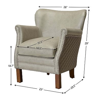 Small Top-Grain Genuine Leather Upholstered Armchair