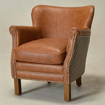 Small Top-Grain Genuine Leather Upholstered Armchair