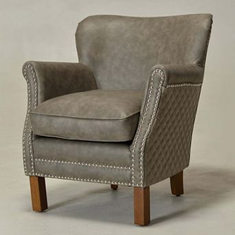 Small Top-Grain Genuine Leather Upholstered Armchair