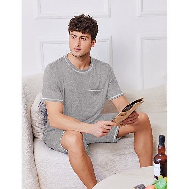 Ekouaer Men's Pajamas Set Soft Sleepwear lightweight 2 Piece Shorts Set