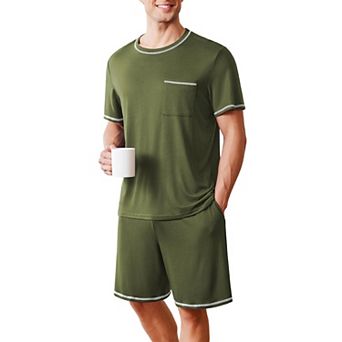 Ekouaer Men's Pajamas Set Soft Sleepwear lightweight 2 pc Shorts Set