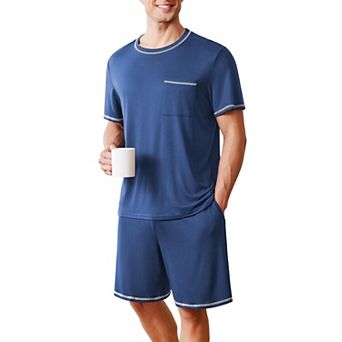 Ekouaer Men's Pajamas Set Soft Sleepwear lightweight 2 pc Shorts Set