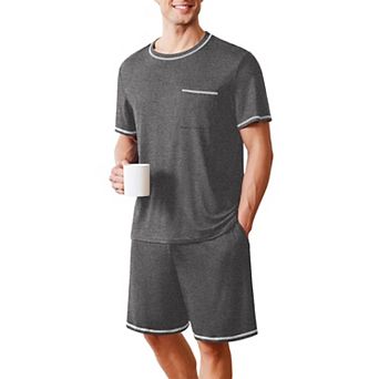 Ekouaer Men's Pajamas Set Soft Sleepwear lightweight 2 pc Shorts Set