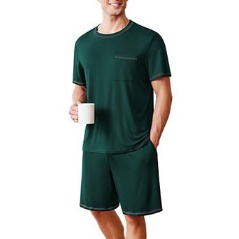 Ekouaer Men's Pajamas Set Soft Sleepwear lightweight 2 pc Shorts Set