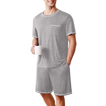 Ekouaer Men's Pajamas Set Soft Sleepwear lightweight 2 pc Shorts Set