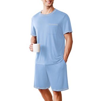 Ekouaer Men's Pajamas Set Soft Sleepwear lightweight 2 pc Shorts Set
