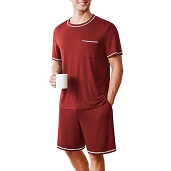 Ekouaer Men's Pajamas Set Soft Sleepwear lightweight 2 pc Shorts Set