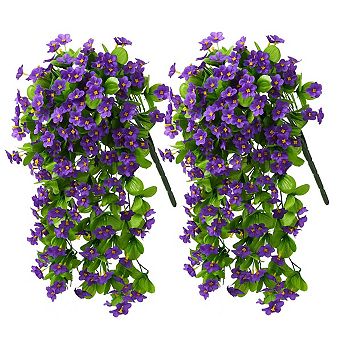 2 pc Artificial Hanging Violet Vines UV Resistant Wall Garden Wedding Indoor Outdoor Spring