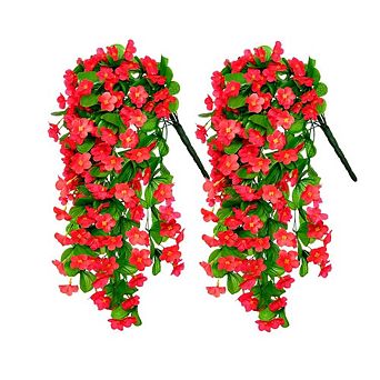 2 pc Artificial Hanging Violet Vines UV Resistant Wall Garden Wedding Indoor Outdoor Spring