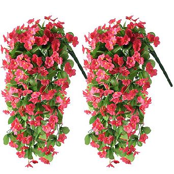 2 pc Artificial Hanging Violet Vines UV Resistant Wall Garden Wedding Indoor Outdoor Spring