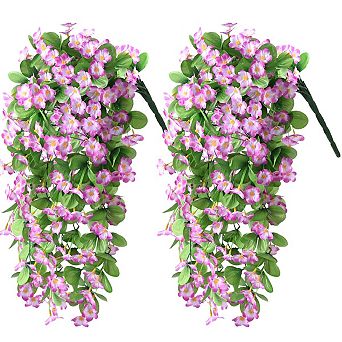 2 pc Artificial Hanging Violet Vines UV Resistant Wall Garden Wedding Indoor Outdoor Spring