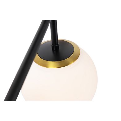 Hello Honey Sputnik Flush Mount Opal Glass Ceiling Light, Black and Gold