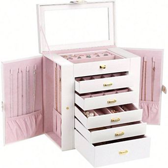 Elegant Jewelry Organizer with Velvet Interior for Necklaces, Earrings, Bracelets, and Rings
