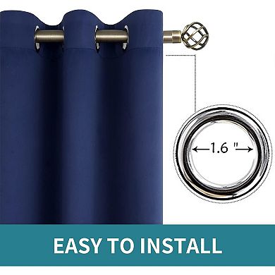 Blackout Curtains for Bedroom 63 Inches Long Room Darkening Thermal Insulated Sunlight Blocking