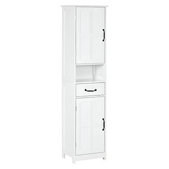 Bathroom Floor Cabinet with Drawer Open Shelf and Double Door Storage