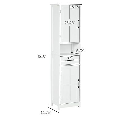 Bathroom Floor Cabinet with Drawer Open Shelf and Double Door Storage