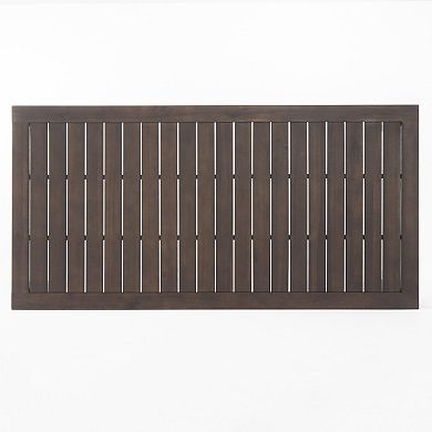 Outdoor Courtyard Table and 2-Bench Set Rustic Acacia Wood Dining Set