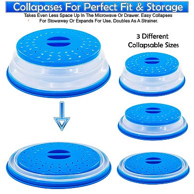 Collapsible Microwave Splatter Guard Cover - 75 Steam Vents, BPA-Free Plastic, Space Saving Storage