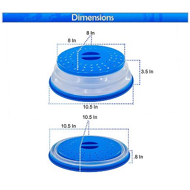 Collapsible Microwave Splatter Guard Cover - 75 Steam Vents, BPA-Free Plastic, Space Saving Storage