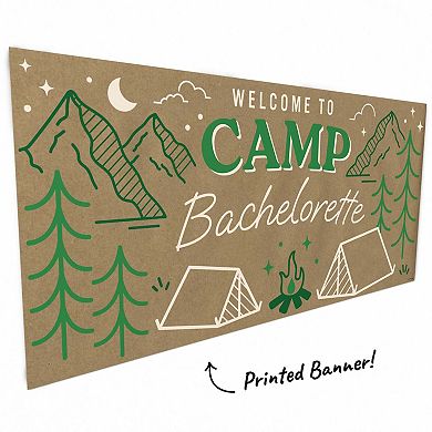 Camp Bachelorette Kraft Paper Banner, Glamping Bachelorette Welcome Printed Brown Sign Decor 1 Ct