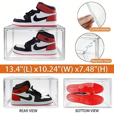 Clear Magnetic Stackable Shoe Storage Box, Extra Large Capacity, Durable, Easy Assembly