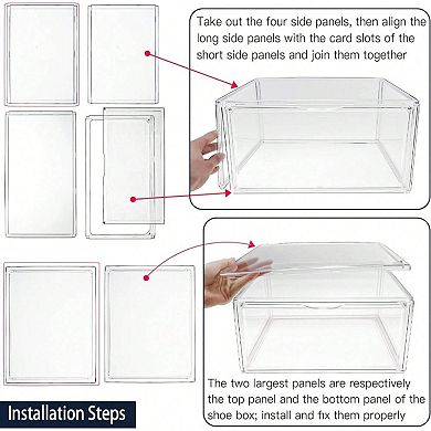 Clear Magnetic Stackable Shoe Storage Box, Extra Large Capacity, Durable, Easy Assembly