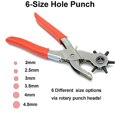 Heavy Duty Leather Hole Punch Tool Rotary Belt Puncher Revolving Design