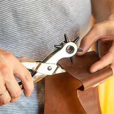 Heavy Duty Leather Hole Punch Tool Rotary Belt Puncher Revolving Design