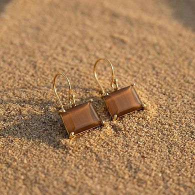 The Collective by DBJ Axis Drop Earrings with Beer Quartz Glass Gems