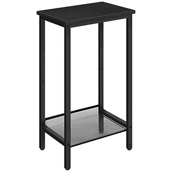 Industrial Farmhouse Side Table with Bottom Shelf, Small Space Table